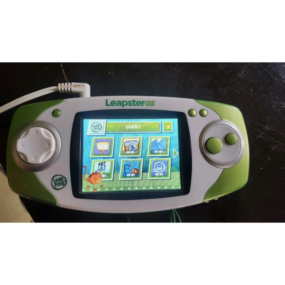 LEAPFROG LEAPSTER GS Green Game Console & Camera‎ With 8 Games Tested